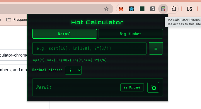 Calculator Chrome Extension